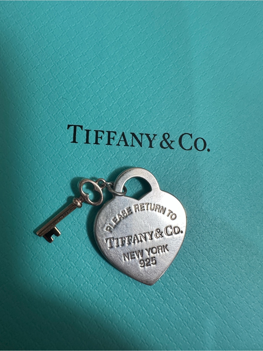 Tiffany & Co. Silver Heart Tag Pendant With Key